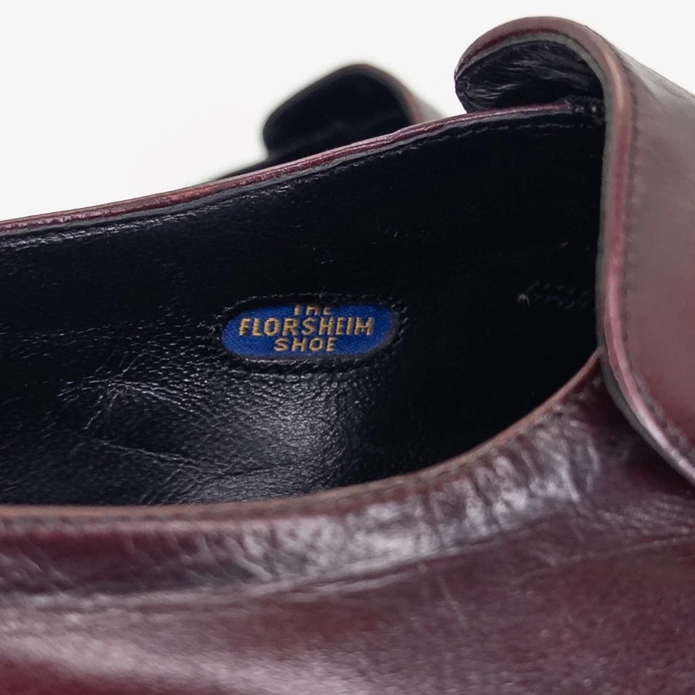 Florsheim Men's Size 8D Loafers Burgundy Leather Braided Dress Shoes USA 33472